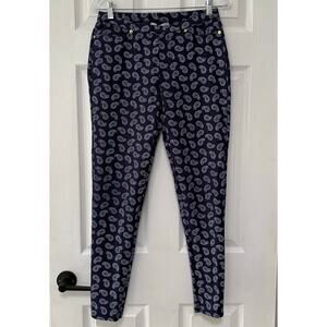 Michael Kors Women's Blue Paisley Pull On Stretchy Jegging Pants Size Medium
